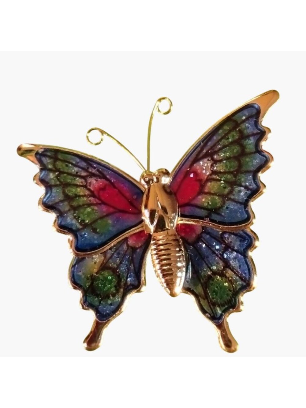 Colorful Enamel Butterfly Pin REd Blue Vibrant Decorative Boho Jewelry